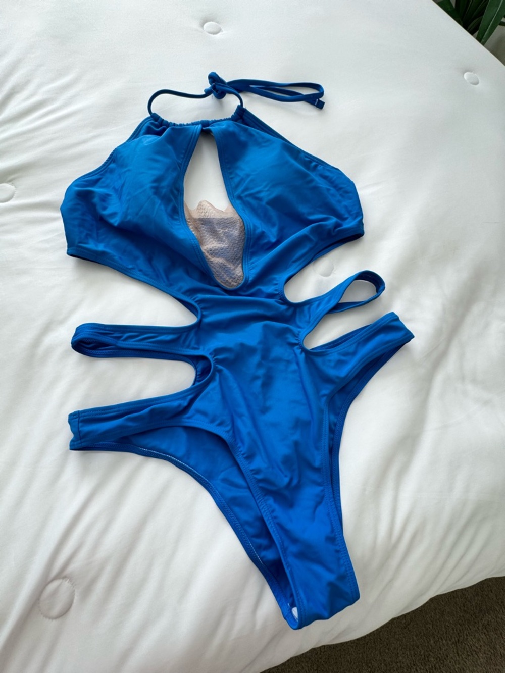 Bold Cutout One-Piece Monokini Swimsuit in Vibrant Blue *altered*